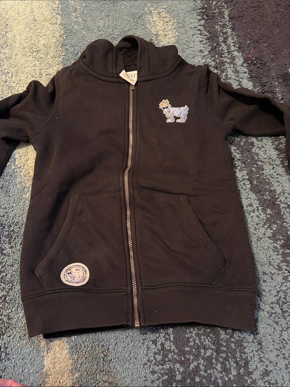 Kids Black Goat Zip Hoodie